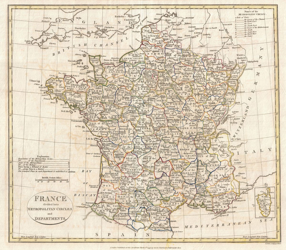 Antike Karte von Frankreich