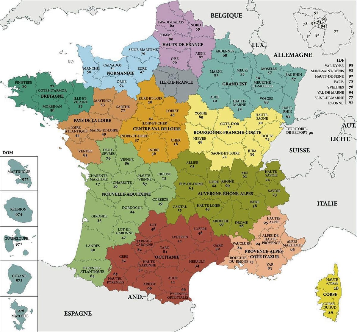 Karte von Frankreich-Abteilung