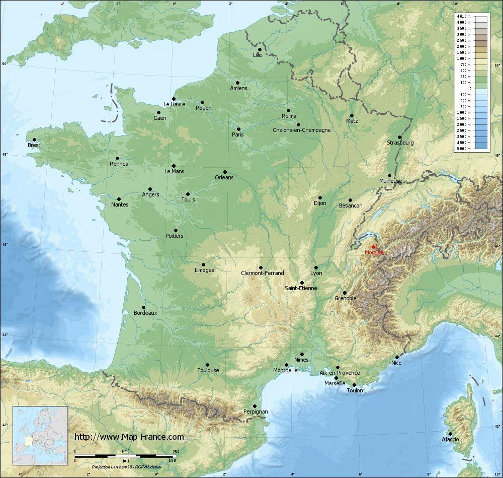 Karte von Frankreich mit relief