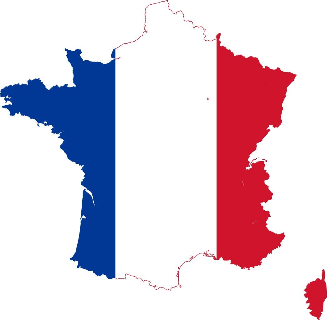 Karte von Frankreich-Flagge