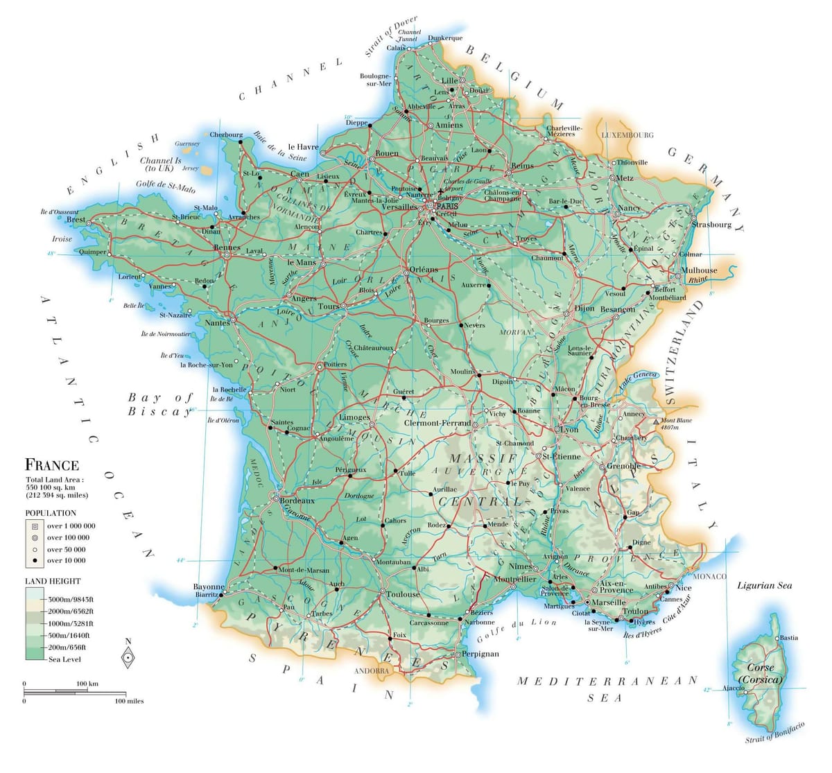 geographische Karte von Frankreich