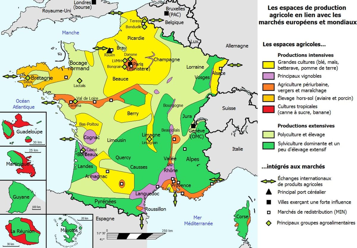 Karte von Frankreich Landwirtschaft