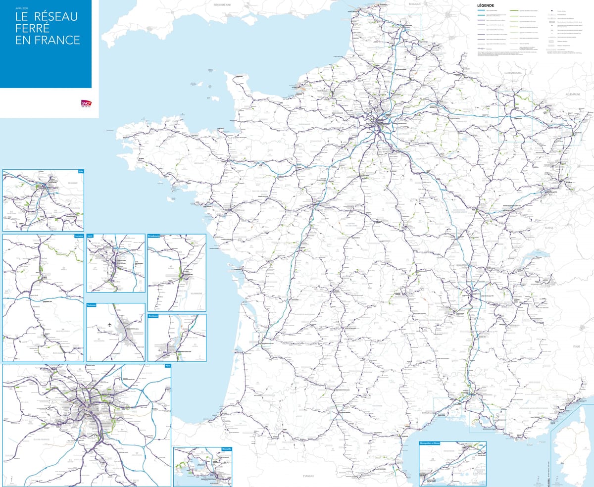 Frankreich-rail-Karte detaillierte