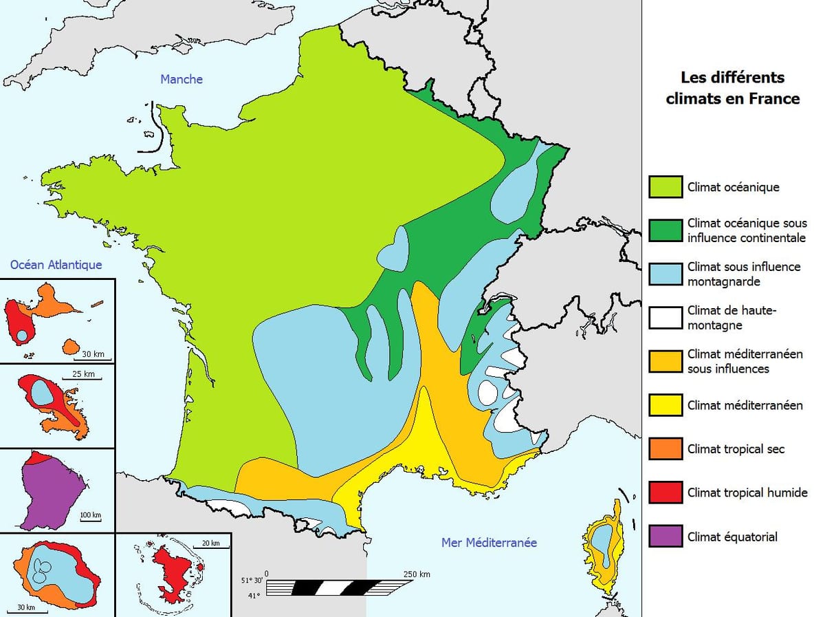 Karte von Frankreich Wetter