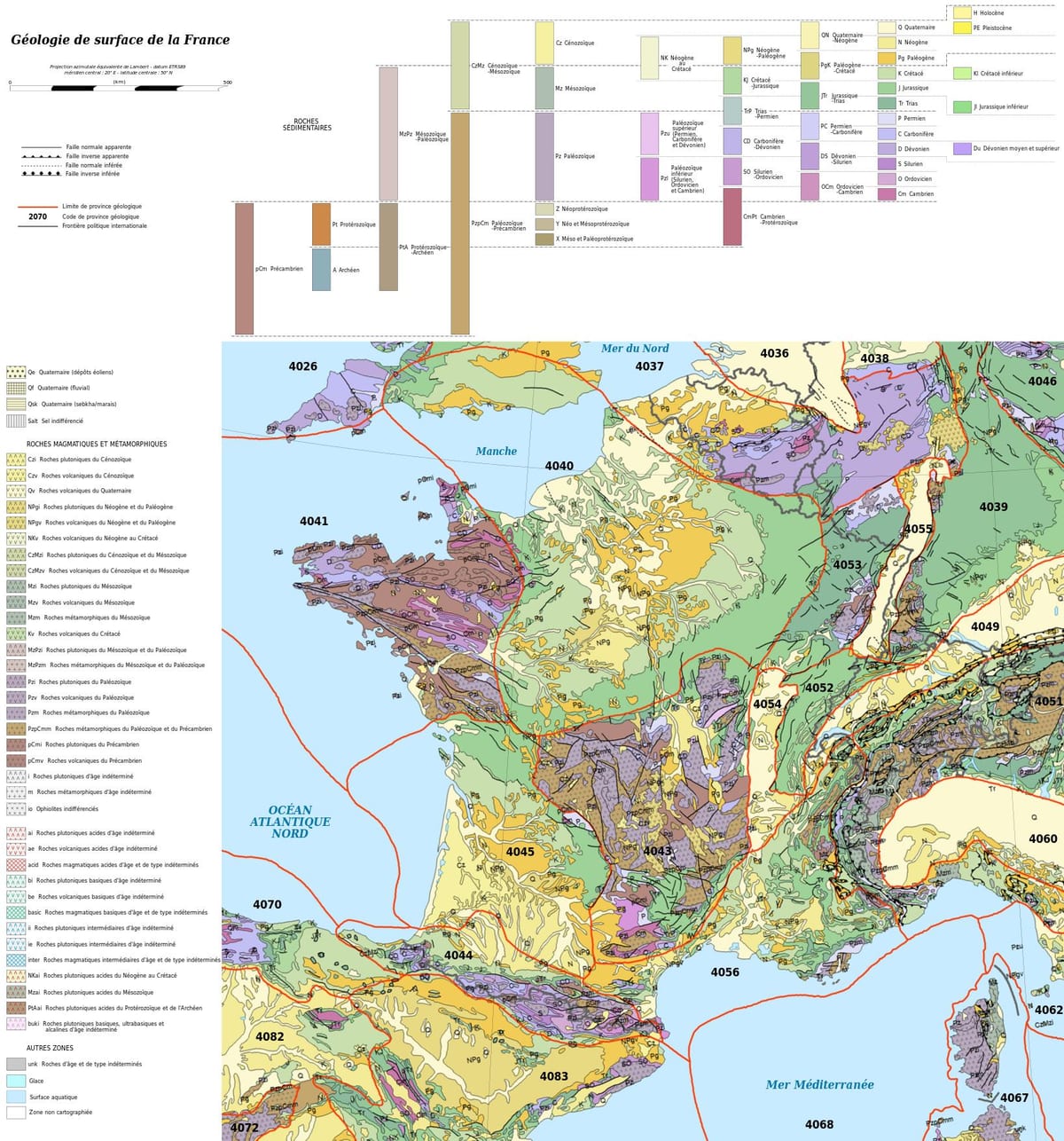 geologische Karte von Frankreich
