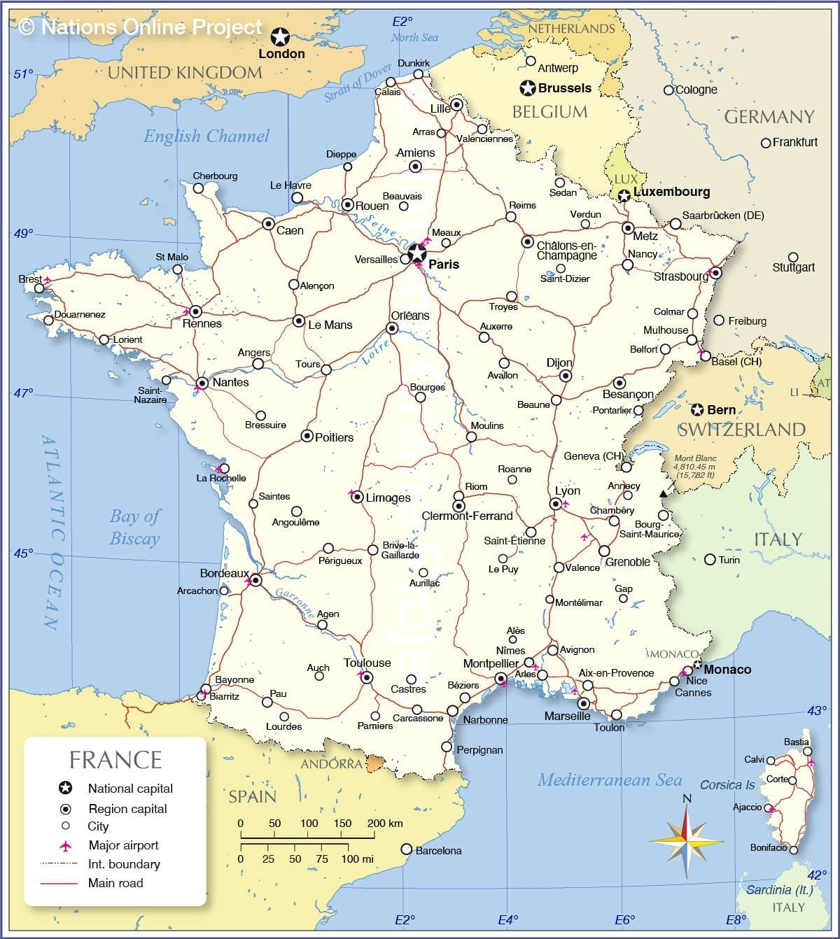 Karte von Frankreich Hauptstadt