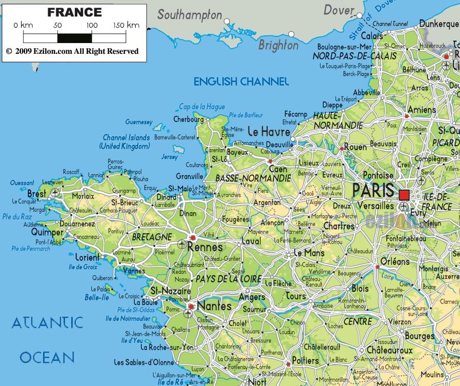 Karte von Frankreich Nordküste