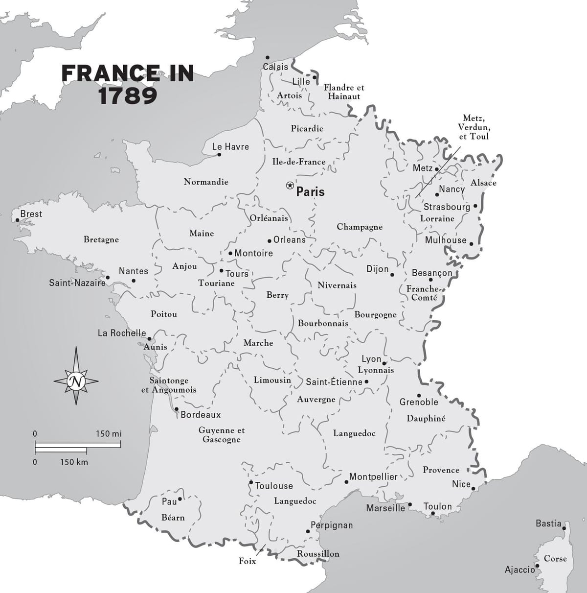 Karte von Frankreich während der französischen revolution