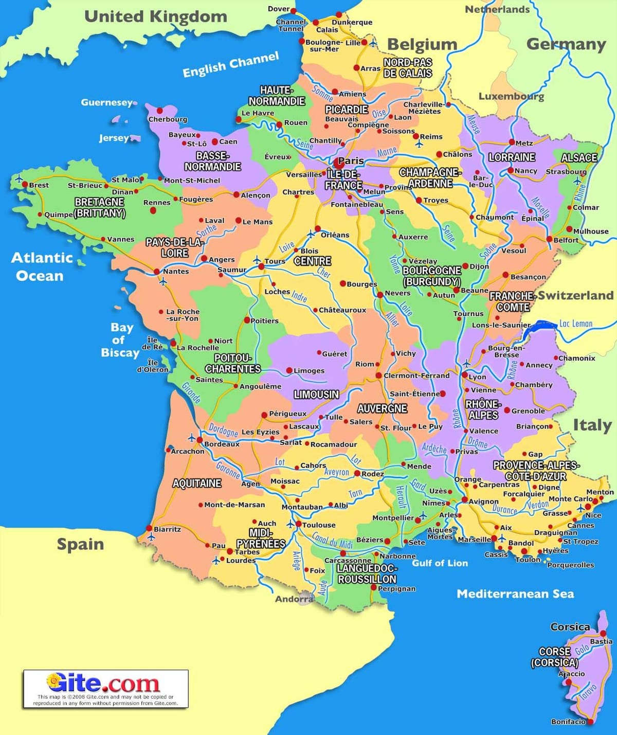 Frankreich in einer Karte