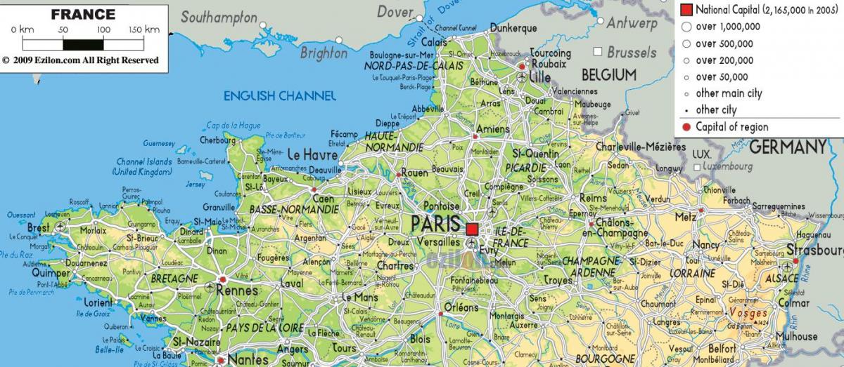 Karte von Nord-Frankreich - Karte von Nordfrankreich mit den Städten