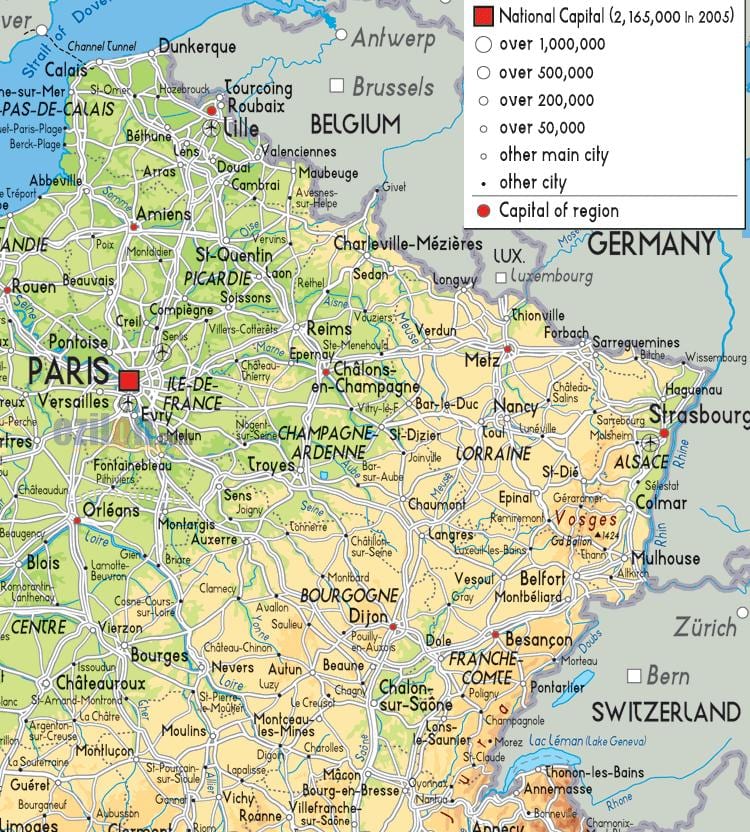 Karte Frankreich Nord-Ost