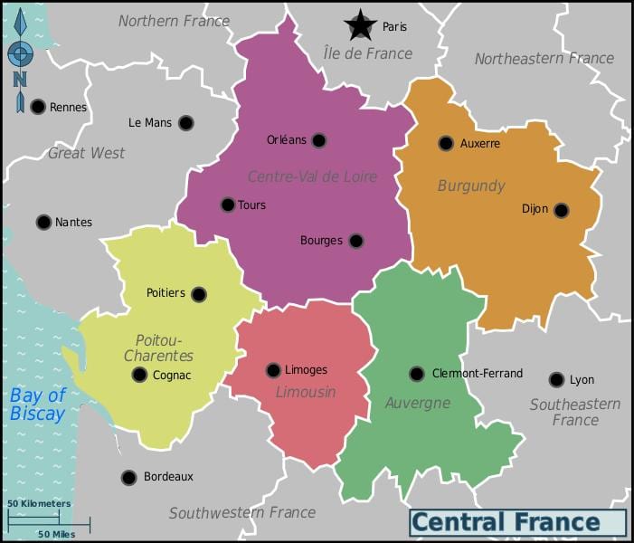 Karte von Frankreich zentrale