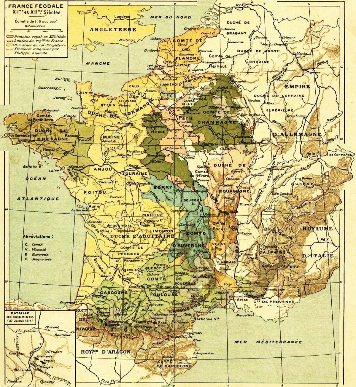 Karte von Frankreich mittelalterlichen