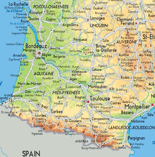 Karte von Süd-West Frankreich