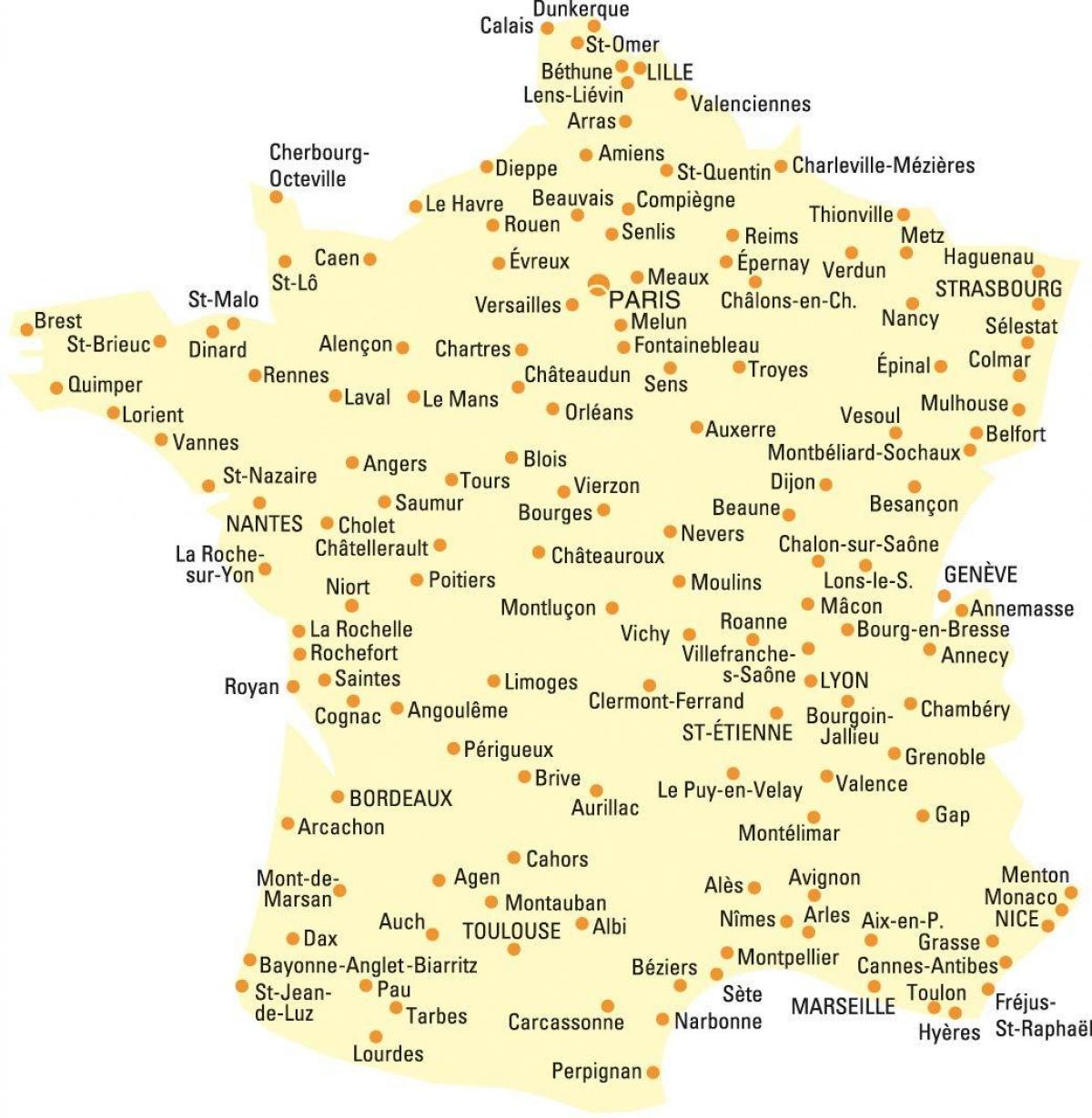Stadt In Frankreich Kurzwort 3 Buchstaben Stadt Frankreich Karte - Landkarte von Frankreich mit allen Städten