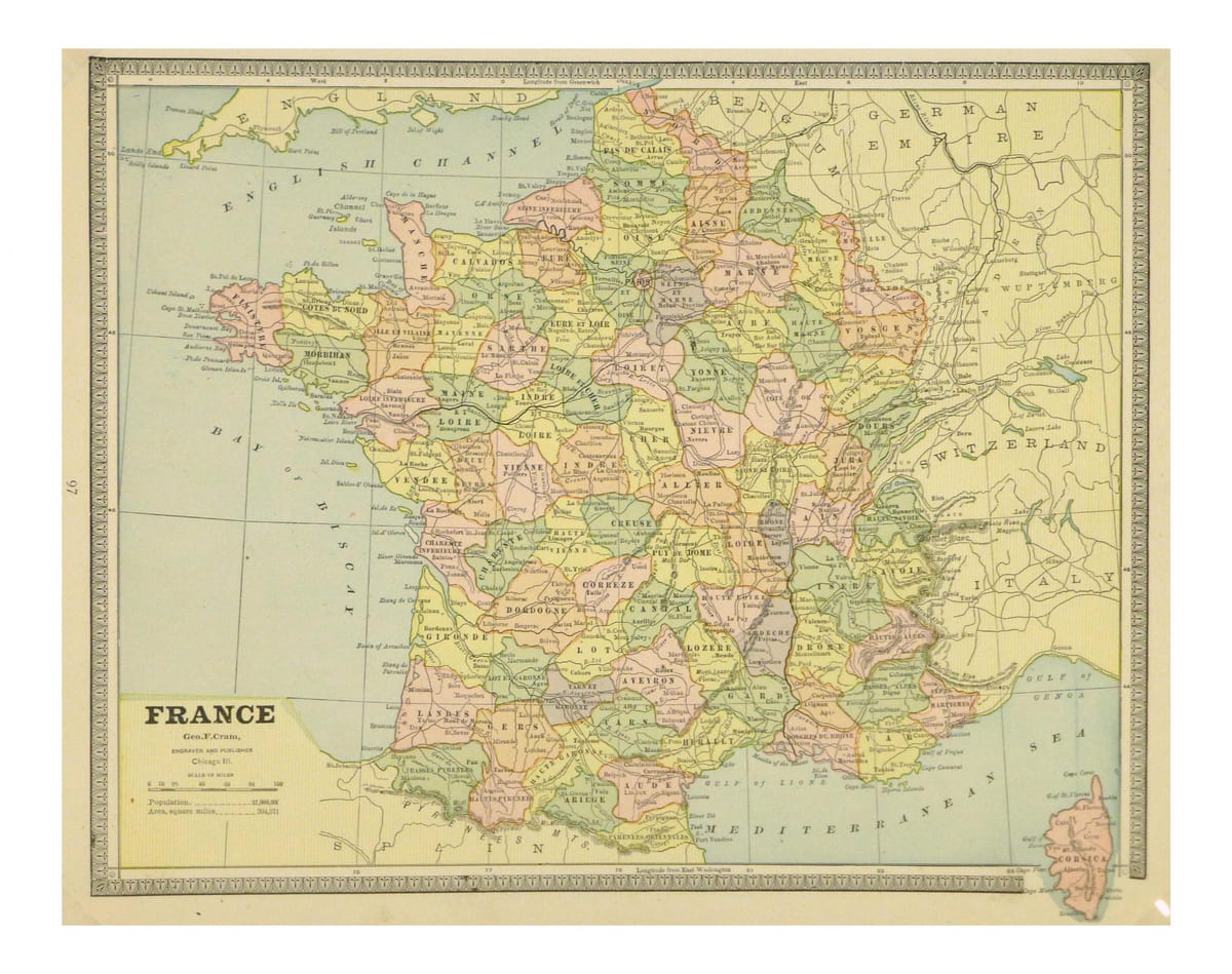 Karte von Frankreich vintage