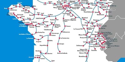 Karte von Frankreich mit high-speed-Zug