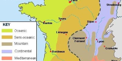 Karte von Frankreich Klima