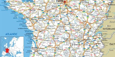 Detaillierte Straßenkarte Frankreich