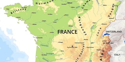 Gebirge in der Karte von Frankreich