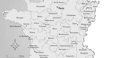 Karte von Frankreich während der französischen revolution