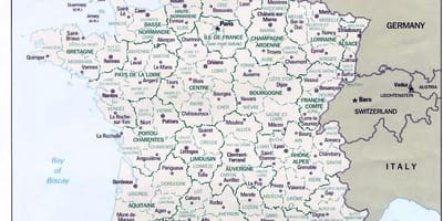 Karte von Frankreich mit Regionen mit Städten