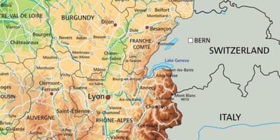 Karte von Frankreich Ost