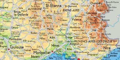 Karte Frankreich Süd-Ost