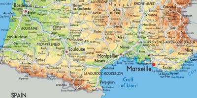 Süd-Frankreich-map detaillierte