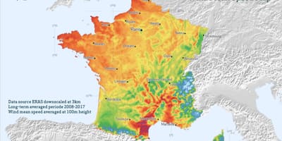 Karte von Frankreich mit wind